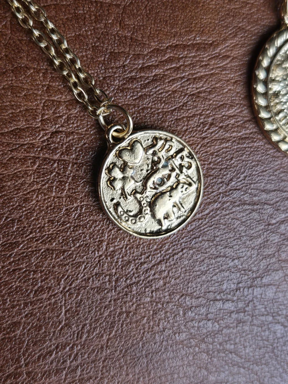 Layered Gold Coin Pendant Choker Necklace Set - Picture 9 of 10